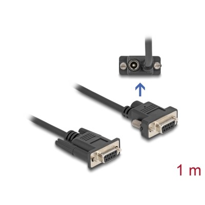 Delock Serial Cable RS-232 D-Sub9 female to D-Sub9 female Power Connection at Pin 9 1 m