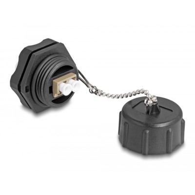 Delock Optical fiber built-in connector LC Duplex to LC Duplex with protective cap Multi-mode IP68 dust and waterproof 2