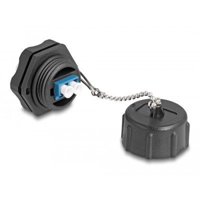 Delock Optical fiber bulit-in connector LC Duplex to LC Duplex with protective cap Single-mode IP68 dust and waterproof 2