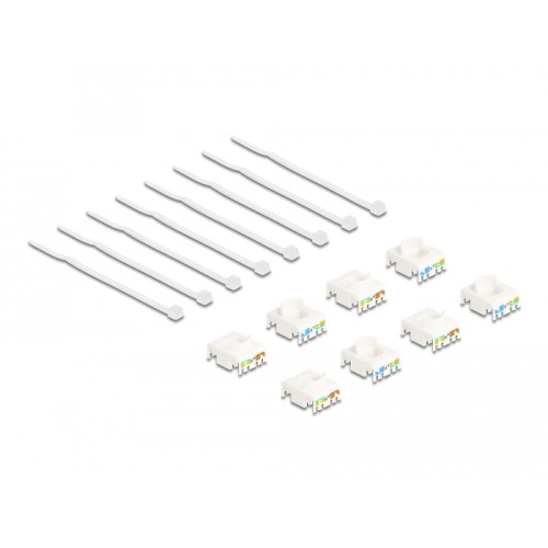 Delock Keystone Modul RJ45 jack to LSA Cat.6A toolfree assorted colours set 8 pieces