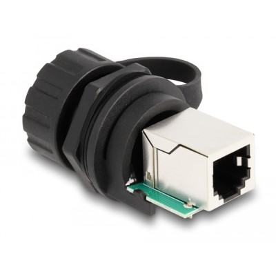 Delock Cable Connector RJ12 jack to RJ12 jack for installation with protective cap IP68 dust and waterproof black 2