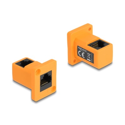 Delock D-Type Module RJ45 jack to jack 90° angled orange