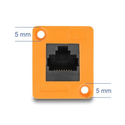 Delock D-Type Module RJ45 jack to jack 90° angled orange 2