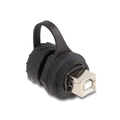 Delock Cable Connector USB 2.0 Type-B female to female for installation with bayonet protective cap IP68 dust- and waterproof bl