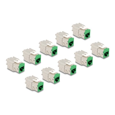 Delock Keystone Modul RJ45 jack to LSA Cat.6A toolfree green set 10 pieces
