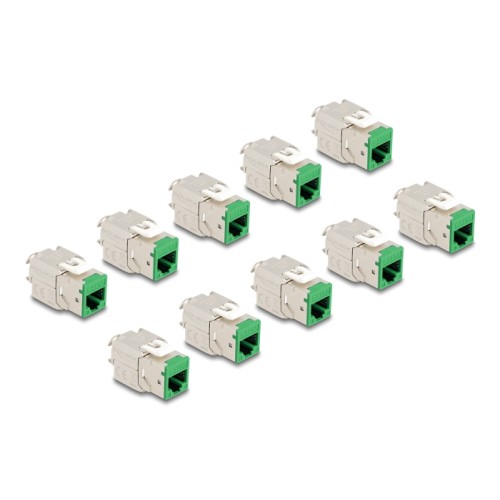 Delock Keystone Modul RJ45 jack to LSA Cat.6A toolfree green set 10 pieces
