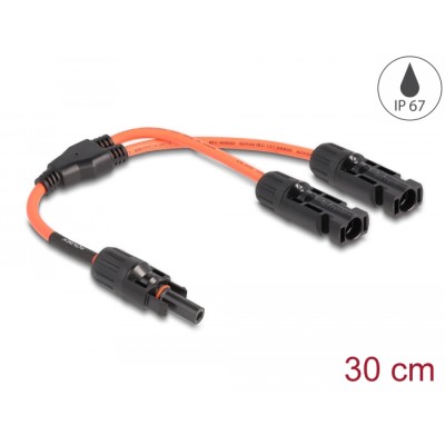 Delock DL4 Solar Splitter Cable 1 x female to 2 x male 30 cm red