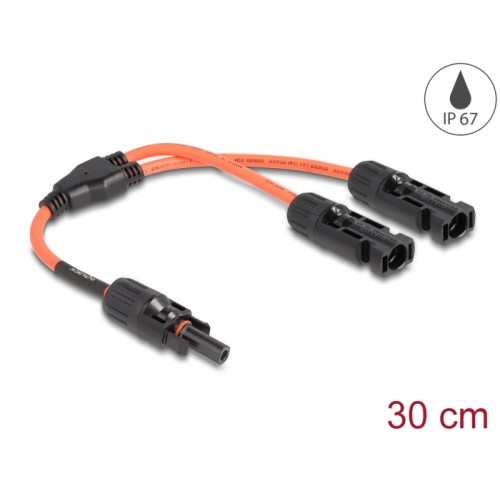 Delock DL4 Solar Splitter Cable 1 x female to 2 x male 30 cm red