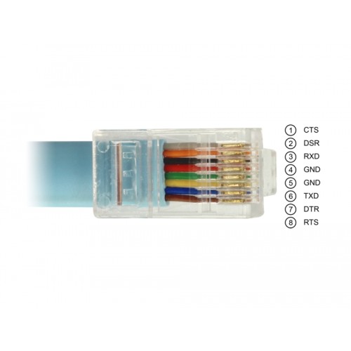 Delock Adapter USB 2.0 Type-C™ male > 1 x Serial RS-232 RJ45 male 1.0 m grey
