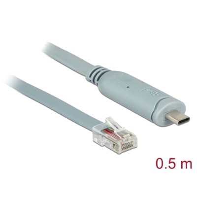 Delock Adapter USB 2.0 Type-C™ male > 1 x Serial RS-232 RJ45 male 0.5 m grey