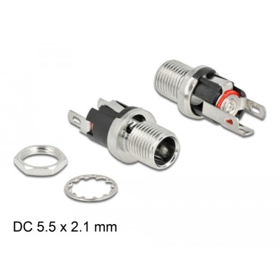 Delock Connector DC 5.5 x 2.1 x 12.0 mm female bulkhead soldering version