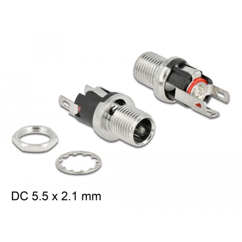Delock Connector DC 5.5 x 2.1 x 12.0 mm female bulkhead soldering version