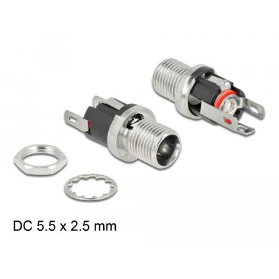 Delock Connector DC 5.5 x 2.5 x 12.0 mm female bulkhead soldering version