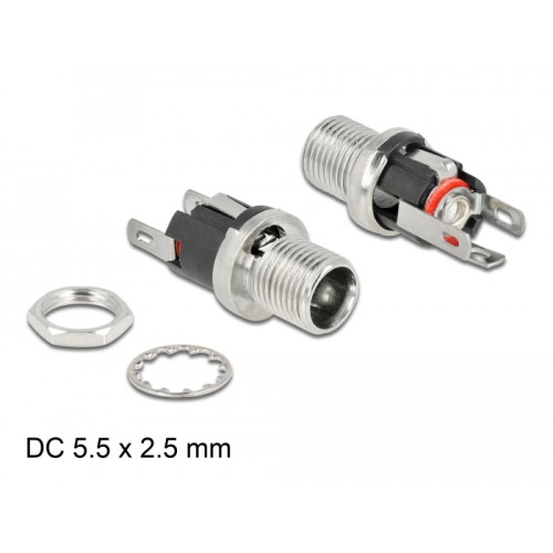 Delock Connector DC 5.5 x 2.5 x 12.0 mm female bulkhead soldering version