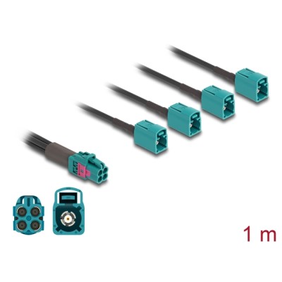 Delock Cable Mini FAKRA Z jack quad to 4 x FAKRA Z jack A-Type
