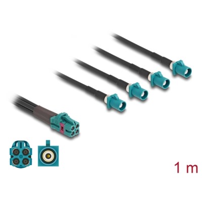 Delock Cable Mini FAKRA Z jack quad to 4 x FAKRA Z plug B-Type