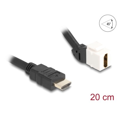 Delock Keystone Module Cable HDMI male to female 45° angled 8K 60 Hz 20 cm black