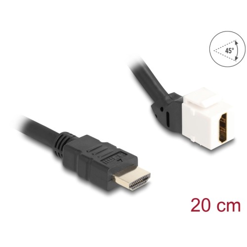 Delock Keystone Module Cable HDMI male to female 45° angled 8K 60 Hz 20 cm black