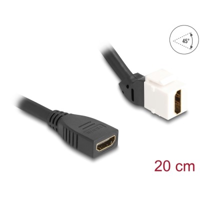 Delock Keystone Module Cable HDMI female to female 45° angled 8K 60 Hz 20 cm black