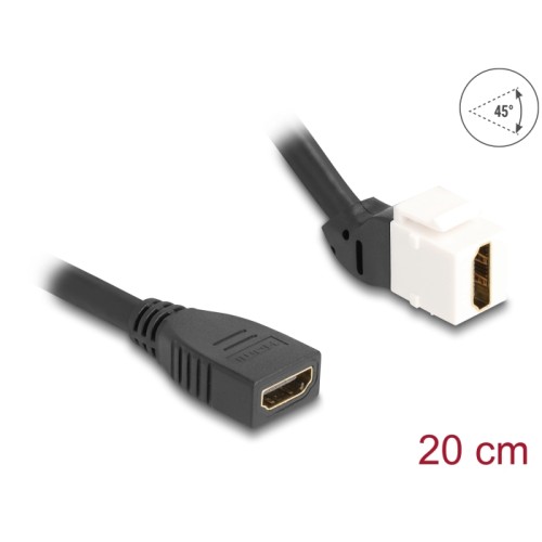 Delock Keystone Module Cable HDMI female to female 45° angled 8K 60 Hz 20 cm black