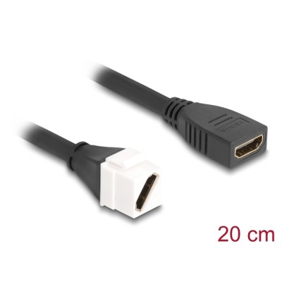 Delock Keystone Module Cable HDMI female to female diagonal 8K 60 Hz 20 cm black