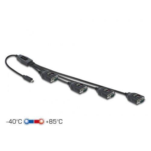 Delock Adapter USB Type-C™ to 4 x Serial RS-232 DB9 with 15 kV ESD protection