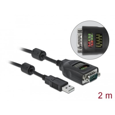 Delock USB Type-A to Serial DB9 Adapter with 9 LED RS-232 Tester