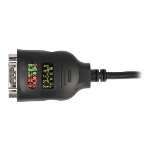 Delock USB Type-A to Serial DB9 Adapter with 9 LED RS-232 Tester