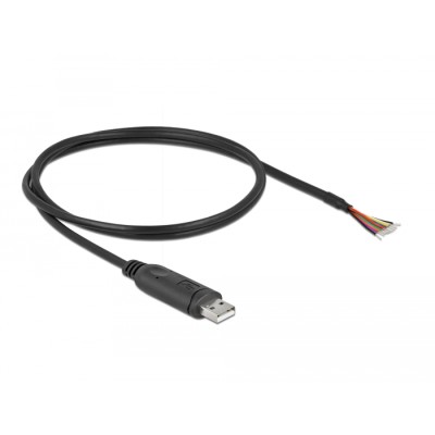 Delock Adapter cable USB 2.0 Type-A to Serial RS-232 with 9 open wires + Shielding 0.5 m 2