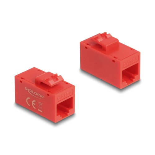 Delock Keystone Module RJ45 jack to RJ45 jack Cat.6A UTP red