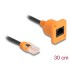 Delock D-Type RJ45 cable plug to jack Cat.5e UTP orange / black 30 cm