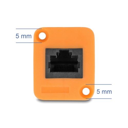 Delock D-Type RJ45 cable plug to jack Cat.5e UTP orange / black 30 cm