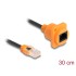 Delock D-Type RJ45 cable plug to jack Cat.5e UTP orange / black 30 cm