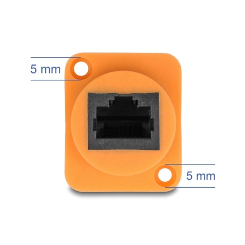 Delock D-Type RJ45 cable plug to jack Cat.5e UTP orange / black 30 cm