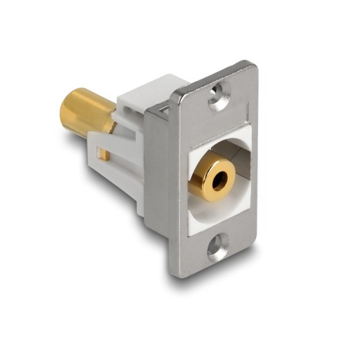 Delock Panel Mount stereo jack female 3.5 mm 3 pin to stereo jack female 3.5 mm 3 pin gold plated silver / white