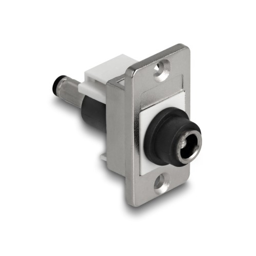 Delock Panel Mount DC 5.5 x 2.5 mm female to DC 5.5 x 2.5 mm male silver / white / black
