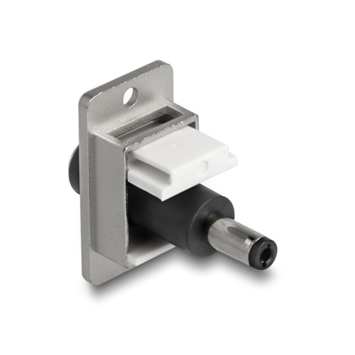 Delock Panel Mount DC 5.5 x 2.5 mm female to DC 5.5 x 2.5 mm male silver / white / black
