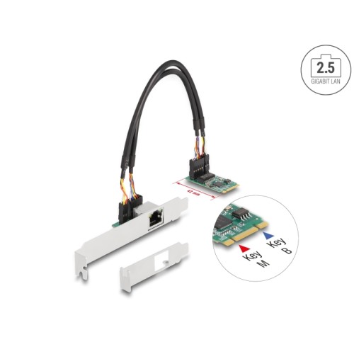 Delock Converter M.2 Key B+M 1 x RJ45 2.5 Gigabit LAN