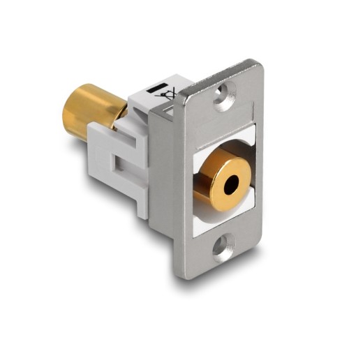 Delock Panel Mount stereo jack female 3.5 mm 4 pin > stereo jack female 3.5 mm 4 pin gold plated silver / white