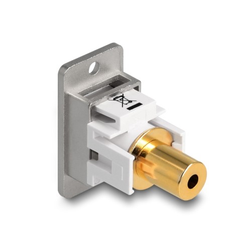 Delock Panel Mount stereo jack female 3.5 mm 4 pin > stereo jack female 3.5 mm 4 pin gold plated silver / white