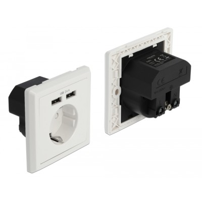 Delock Wall Socket with 2 x USB Type-A Charging Port 2.4 A