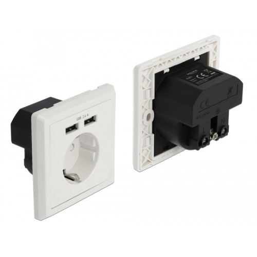 Delock Wall Socket with 2 x USB Type-A Charging Port 2.4 A