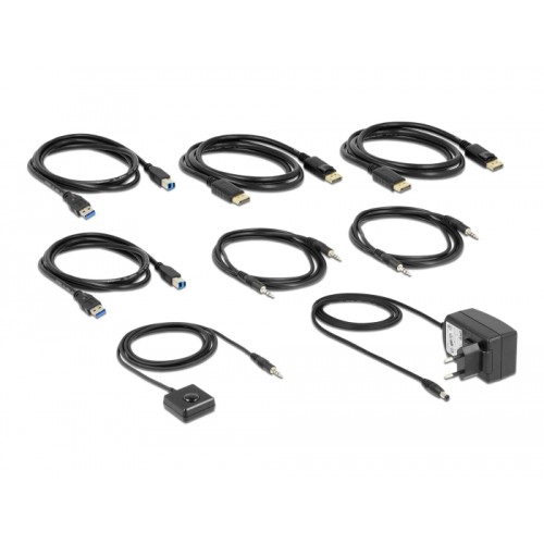 Delock DisplayPort 1.4 KVM Switch 8K 60 Hz with USB 5 Gbps and Audio
