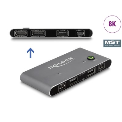 Delock USB-C™ KVM Switch to HDMI and DisplayPort 8K MST with USB 2.0