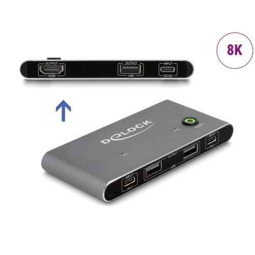 Delock USB-C™ KVM Switch to HDMI 8K 60 Hz with USB 2.0