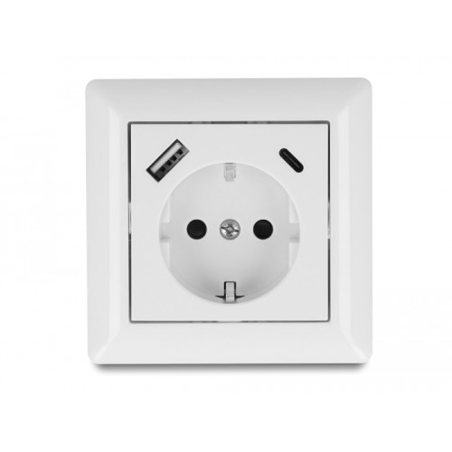 Delock Wall Socket with two USB Charging Ports 3.4 A, 1 x USB Type-A and 1 x USB Type-C™
