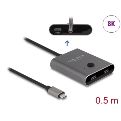 Delock USB 10 Gbps USB Type-C™ Switch 2 to 1 bidirectional 8K