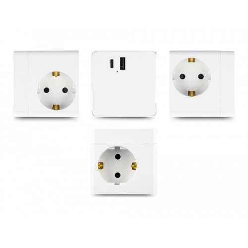 Delock Extension Socket Cube 3-way with childproof lock and USB PD 3.0 charger 20 W, 1.5 m cable, white