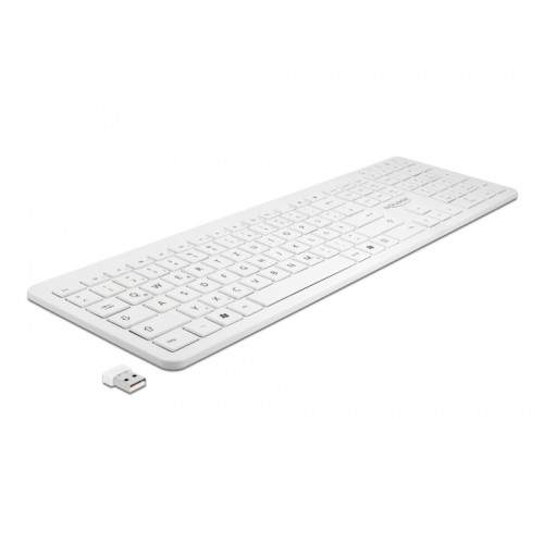 Delock USB Keyboard 2.4 GHz wireless white (flat)