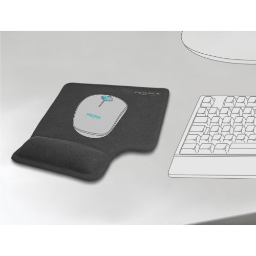 Delock Ergonomic Mouse Pad with Gel Wrist Rest left-hander black